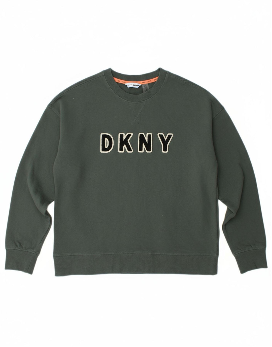Suéter gráfico feminino DKNY UK 14 algodão verde médio