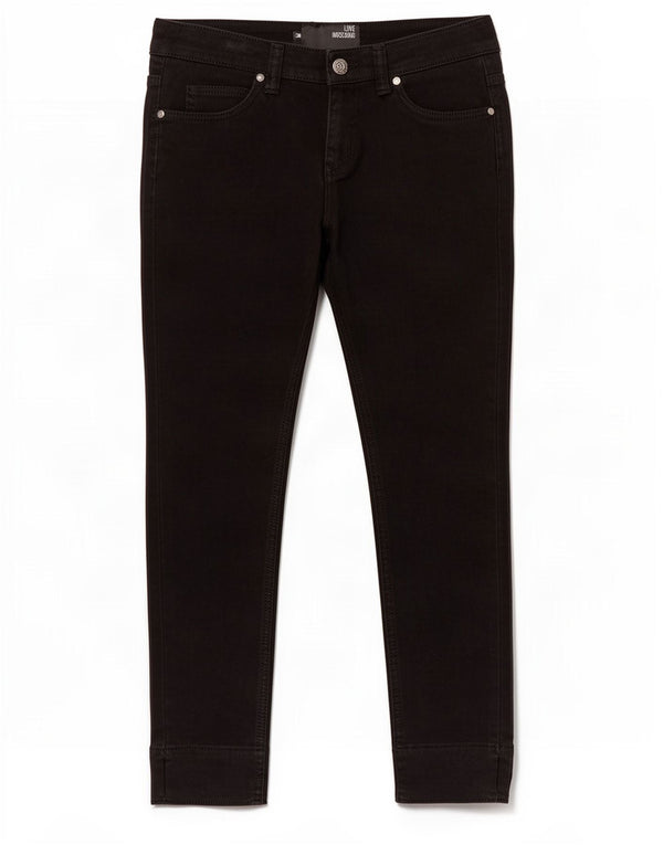 Calça jeans skinny feminina Moschino cintura baixa W30 L28 algodão preto