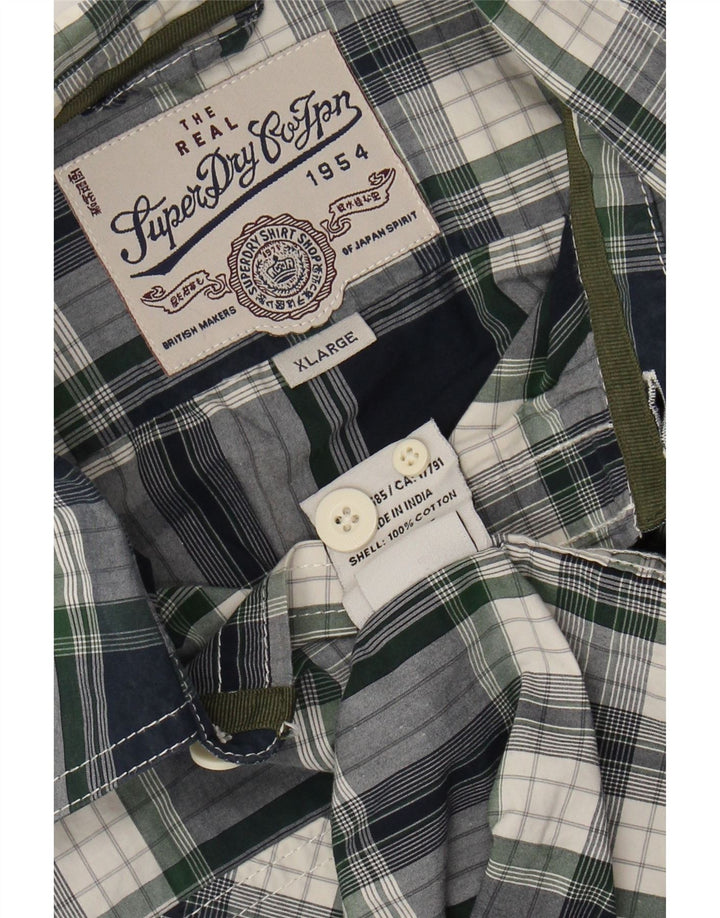 Camisa masculina SUPERDRY XL azul marinho xadrez algodão