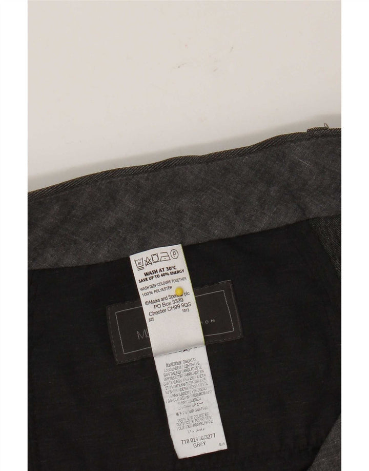 Calça masculina de ajuste regular Marks & Spencer W36 L31 poliéster cinza