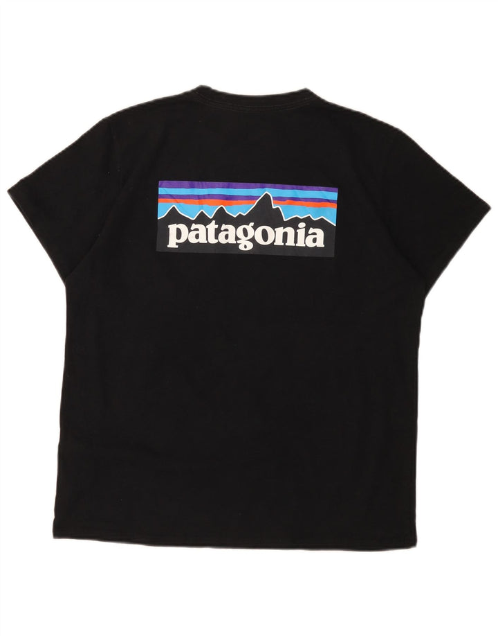 Camiseta feminina Patagonia com estampa gráfica UK 16 grande poliéster preto