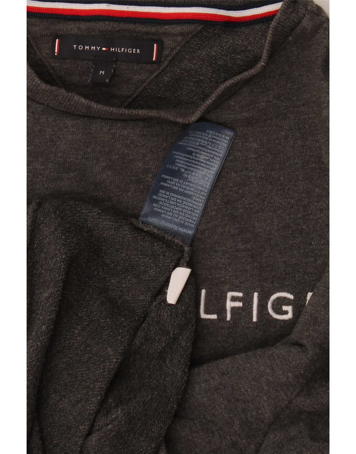 Tommy Hilfiger moletom gráfico masculino jumper médio algodão cinza