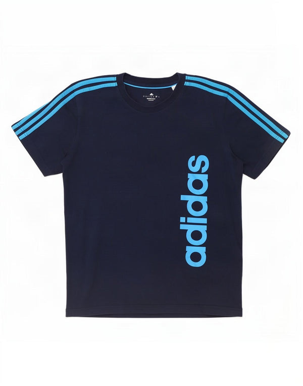 Camiseta Adidas Masculina Climalite Graphic Top Grande Algodão Azul Marinho