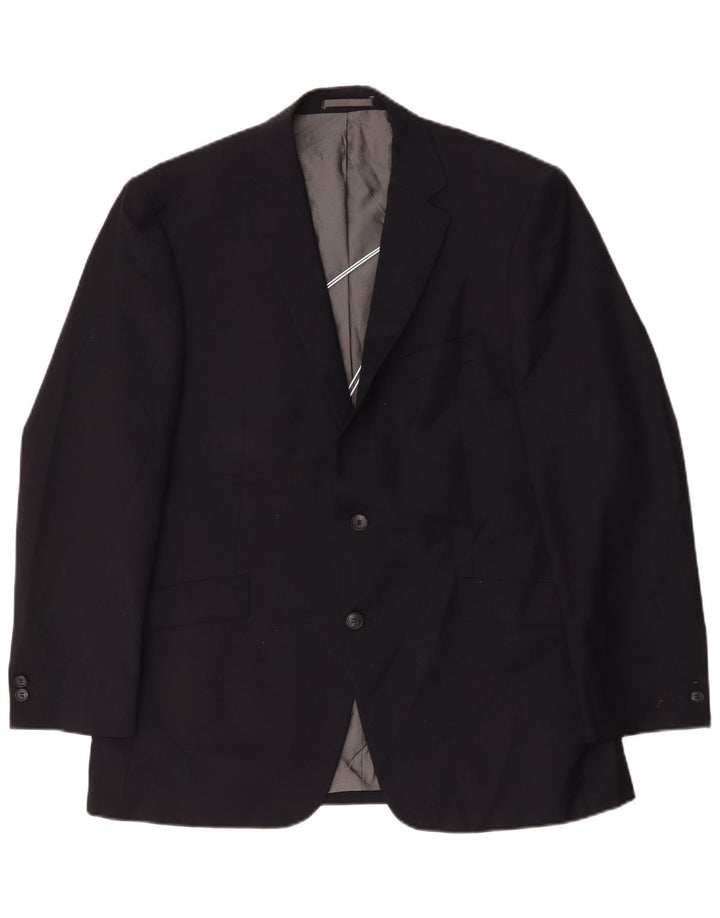 Jaqueta blazer masculina Pierre Cardin com 2 botões Reino Unido 42 XL azul marinho poliéster