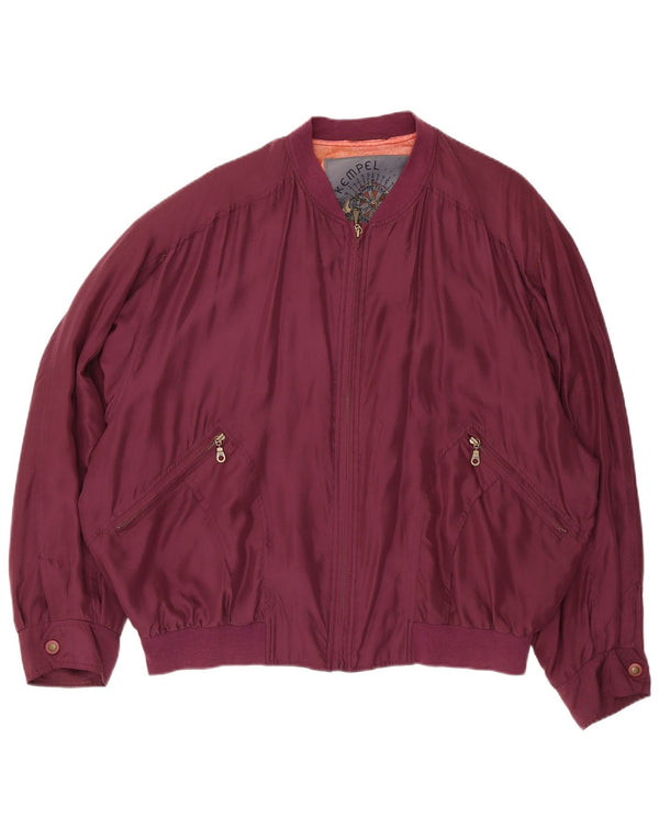Jaqueta bomber masculina Kempel Reino Unido 42 XL Borgonha Seda