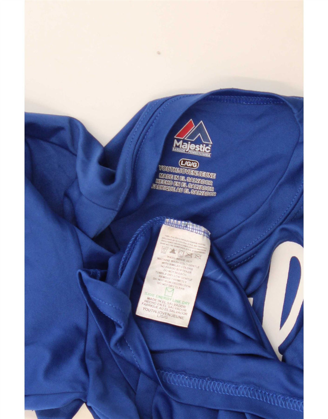 Camiseta gráfica Majestic Boys 13-14 anos grande poliéster azul