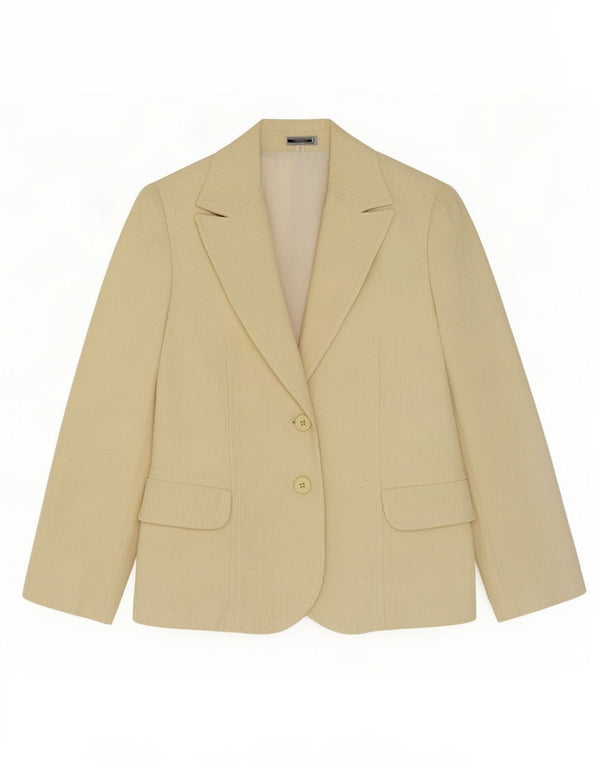 Habana Womens 2 Button Corduroy Blazer Jacket UK 10 Small Yellow Cotton