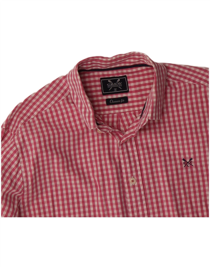 CREW CLOTHING Mens Classic Fit Shirt Medium Pink Gingham Cotton