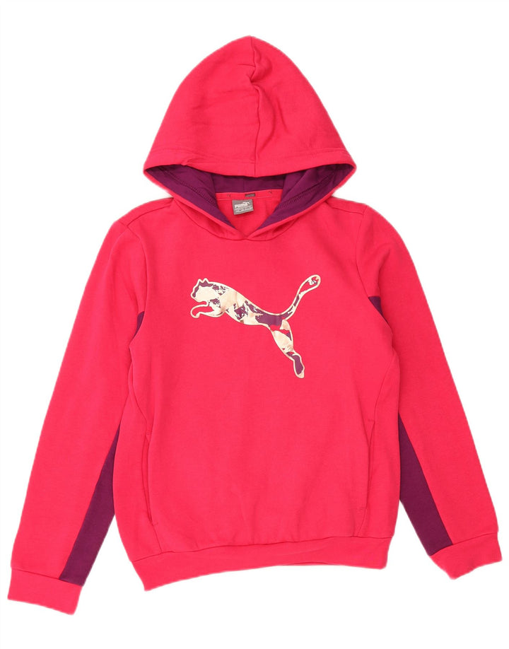 Jumper com capuz gráfico feminino PUMA 11-12 anos rosa algodão colorblock