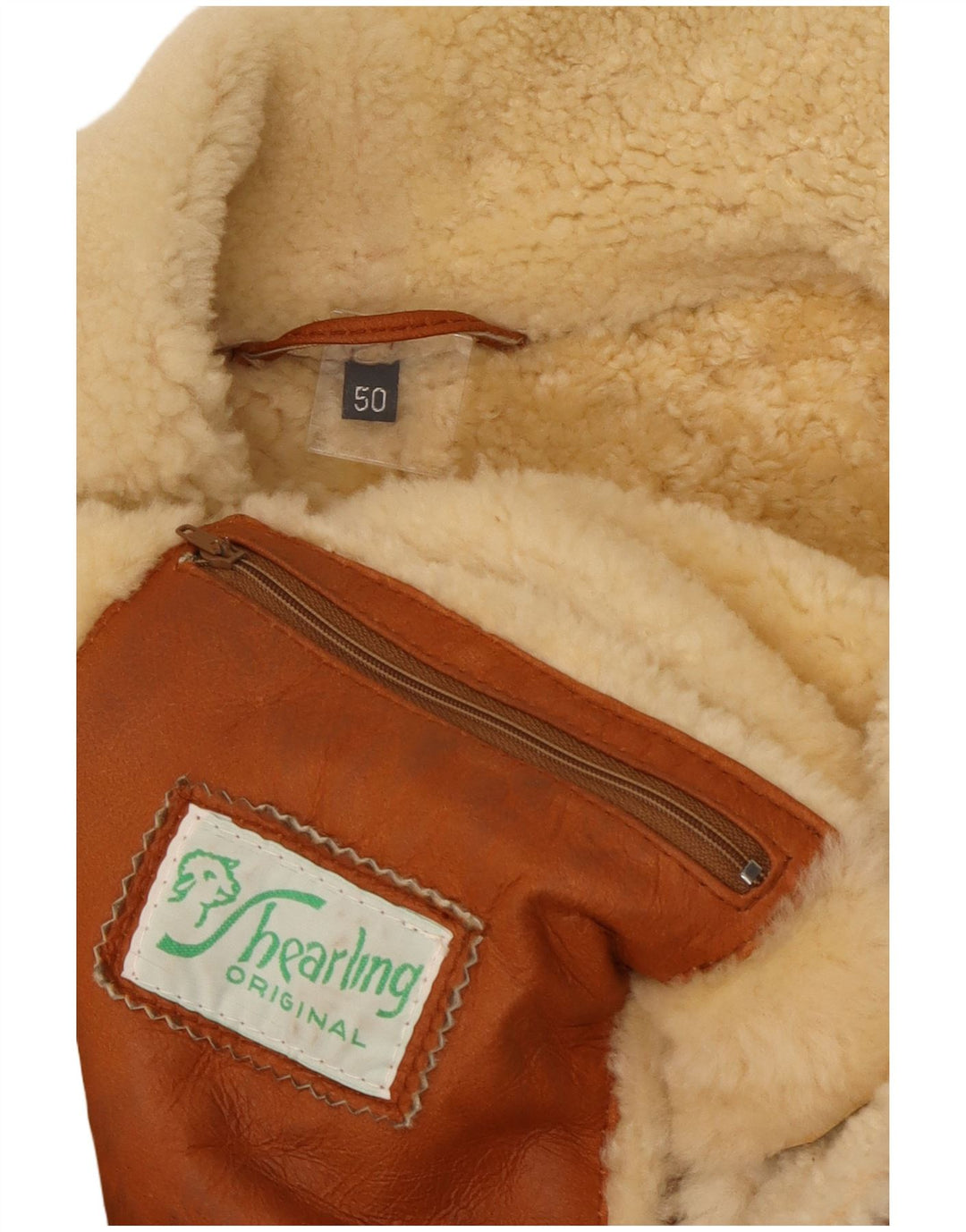 Sobretudo masculino VINTAGE de shearling IT 50 grande marrom shearling