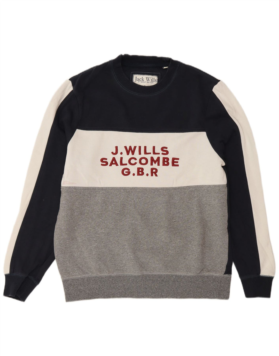 Jack Wills masculino Salcombe moletom grande bloco colorido azul marinho