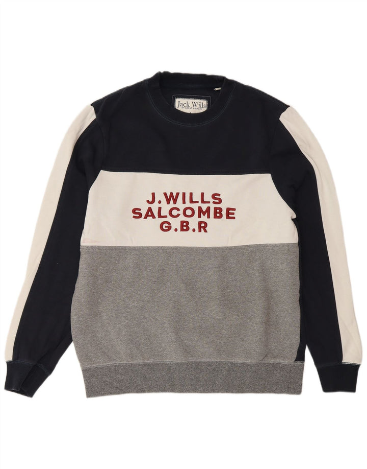 Jack Wills masculino Salcombe moletom grande bloco colorido azul marinho