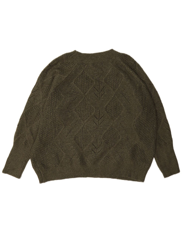 Suéter feminino Marks & Spencer com gola redonda grande Reino Unido 18 XL verde