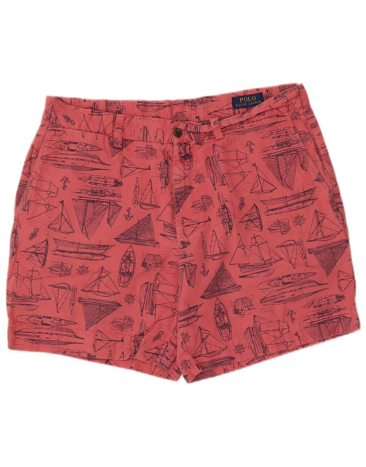 Polo Ralph Lauren Masculino Abstrato Padrão Chino Shorts W33 Médio Algodão Rosa