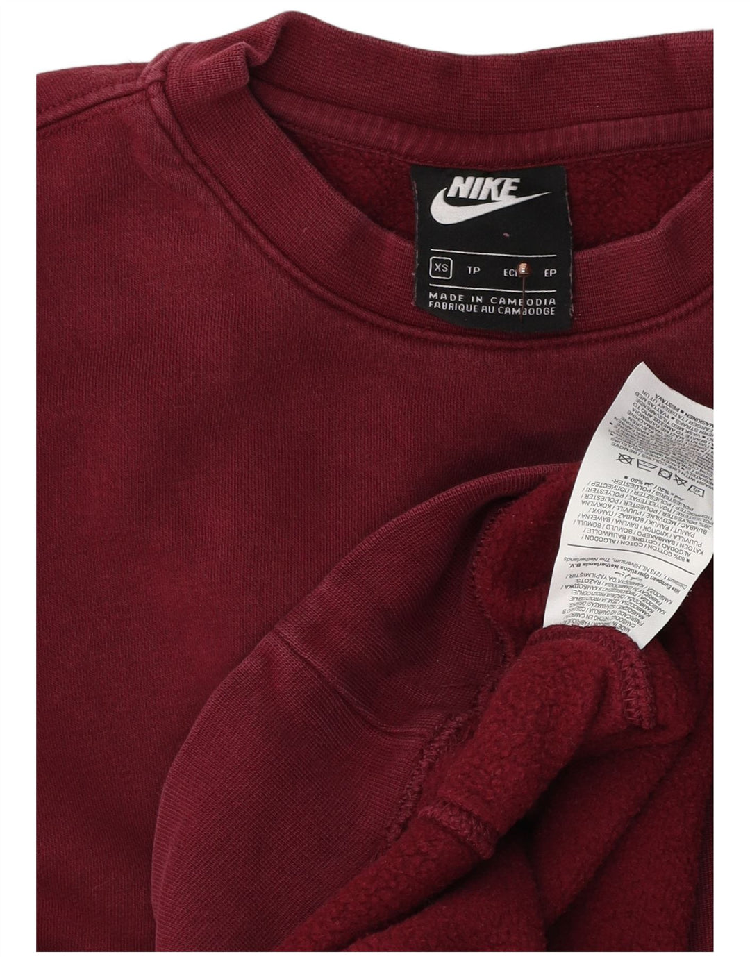 NIKE Mens Moletom Jumper XS Borgonha Algodão