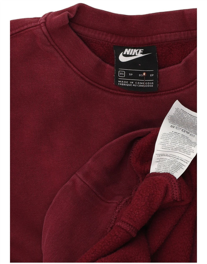 NIKE Mens Moletom Jumper XS Borgonha Algodão