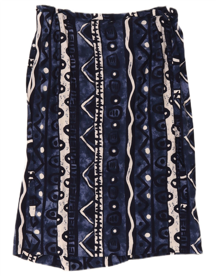 Saia feminina vintage W34 grande azul marinho geométrica