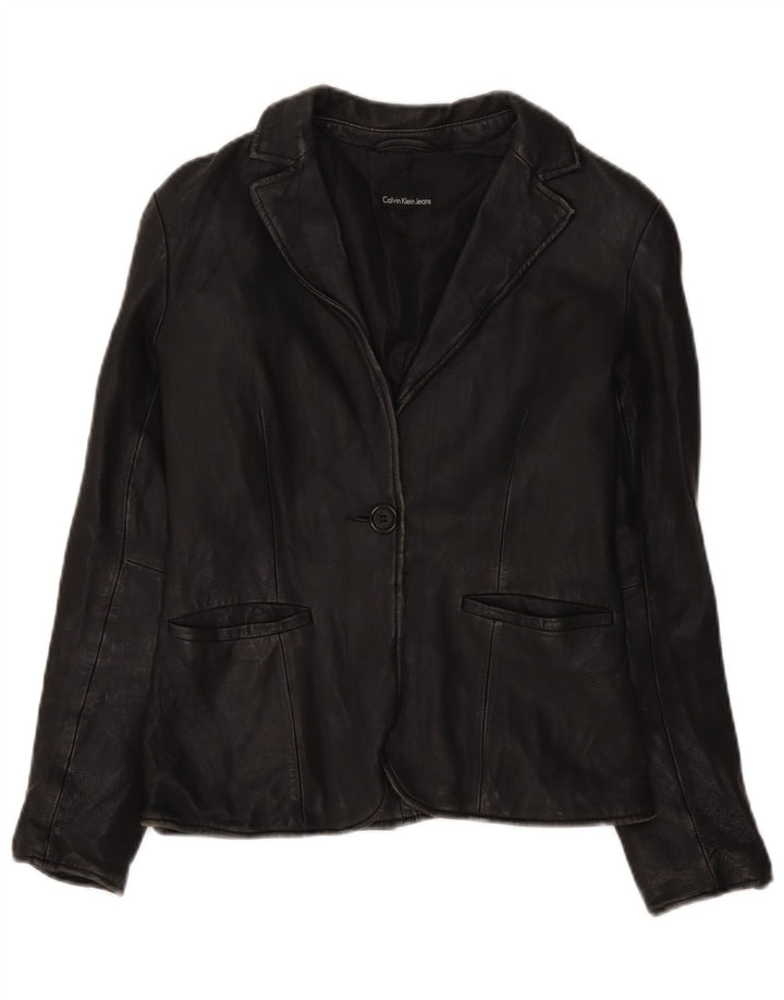 Jaqueta blazer feminina Calvin Klein de 1 botão Reino Unido 12 médio preto clássico