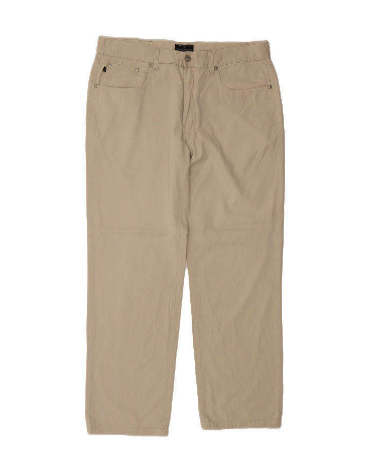 TRUSSARDI Mens Straight Casual Trousers W38 L30 Beige Vintage Trussardi and Second-Hand Trussardi from Messina Hembry 