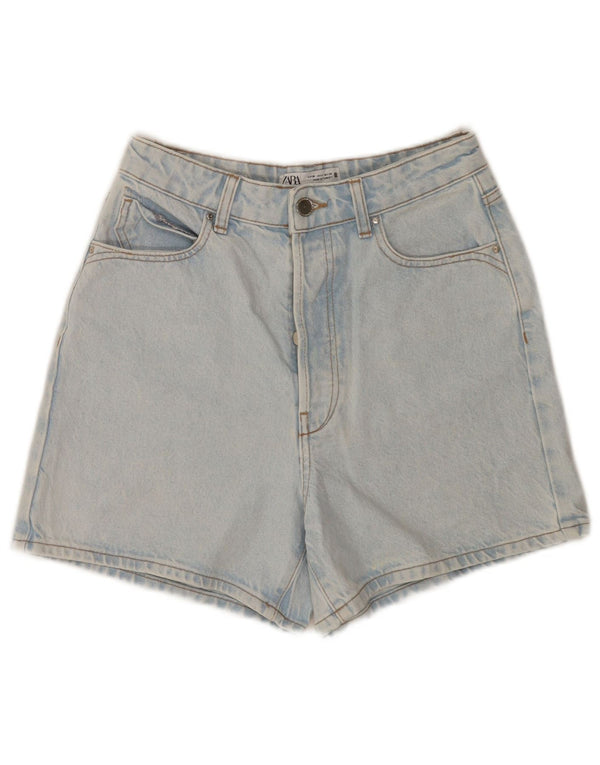 Zara Womens High Waist Denim Shorts EU 38 Small W28 Blue