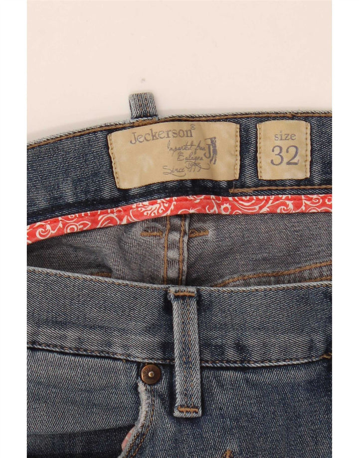 Calça jeans feminina Jeckerson W32 L31 azul algodão