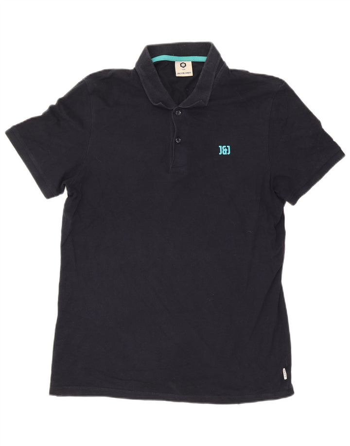 Camisa polo masculina Jack & Jones grande algodão azul marinho