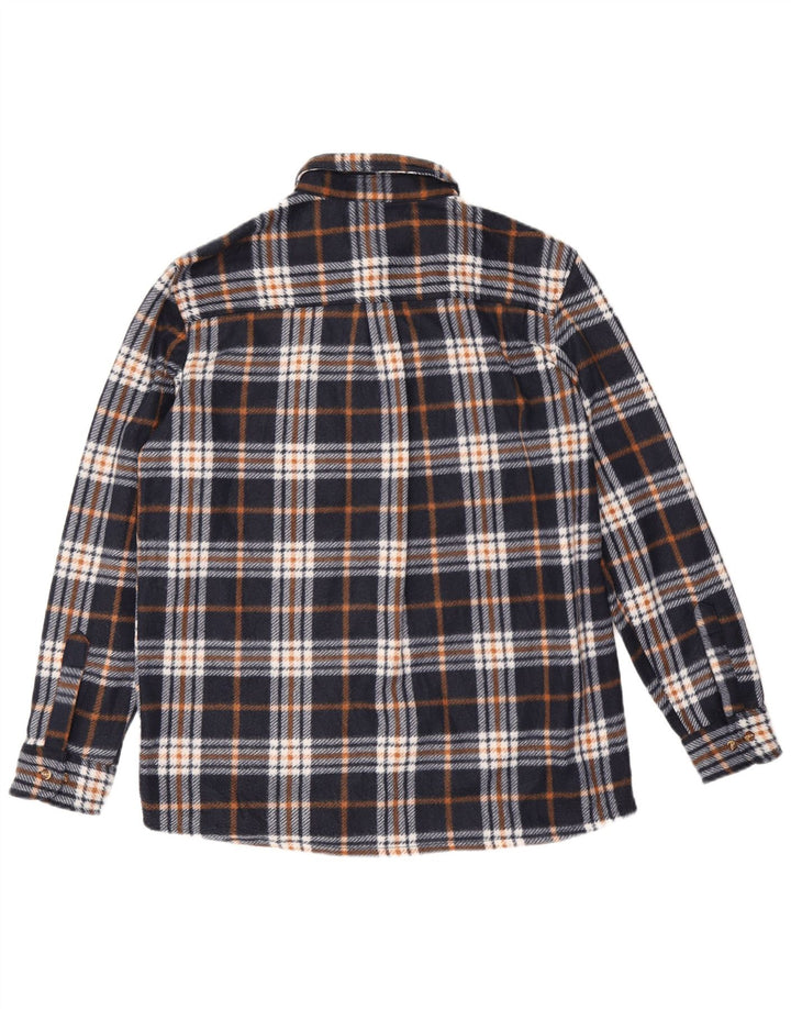 Camisa masculina de lã canadense grande poliéster xadrez azul marinho