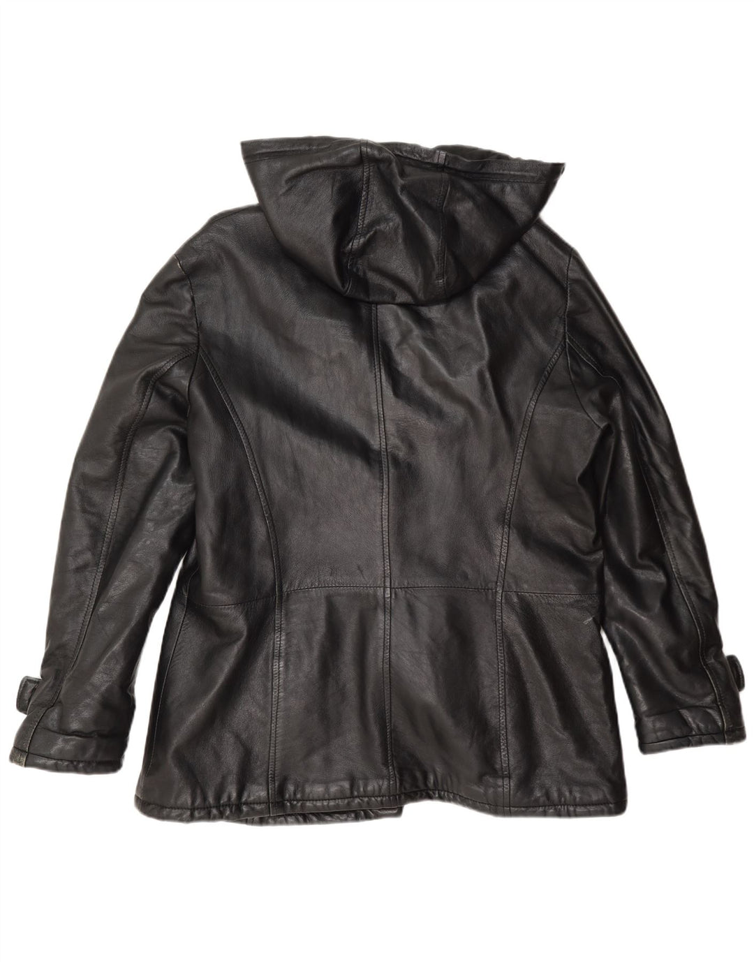 Jaqueta feminina de couro com capuz Pellitalia UK 18 XL preta