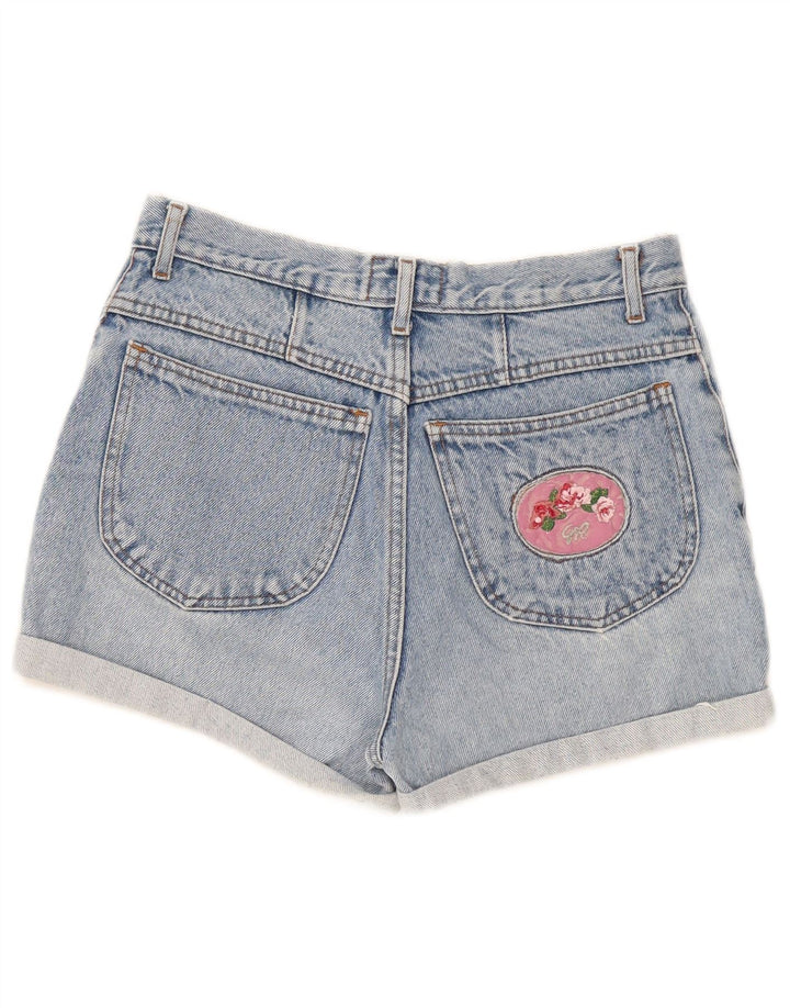Shorts jeans feminino vintage W30 algodão azul médio