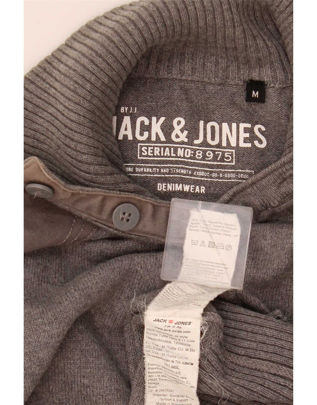 Suéter masculino Jack & Jones com gola e botão cinza médio