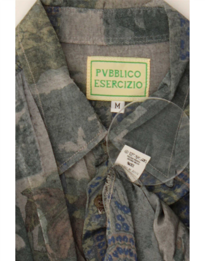 Camisa masculina vintage com padrão abstrato média rayon multicolorido