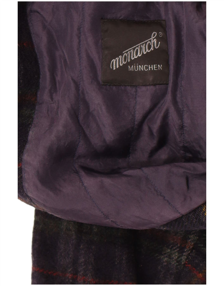 Jaqueta bomber masculina vintage UK 36 pequena azul marinho xadrez nova lã