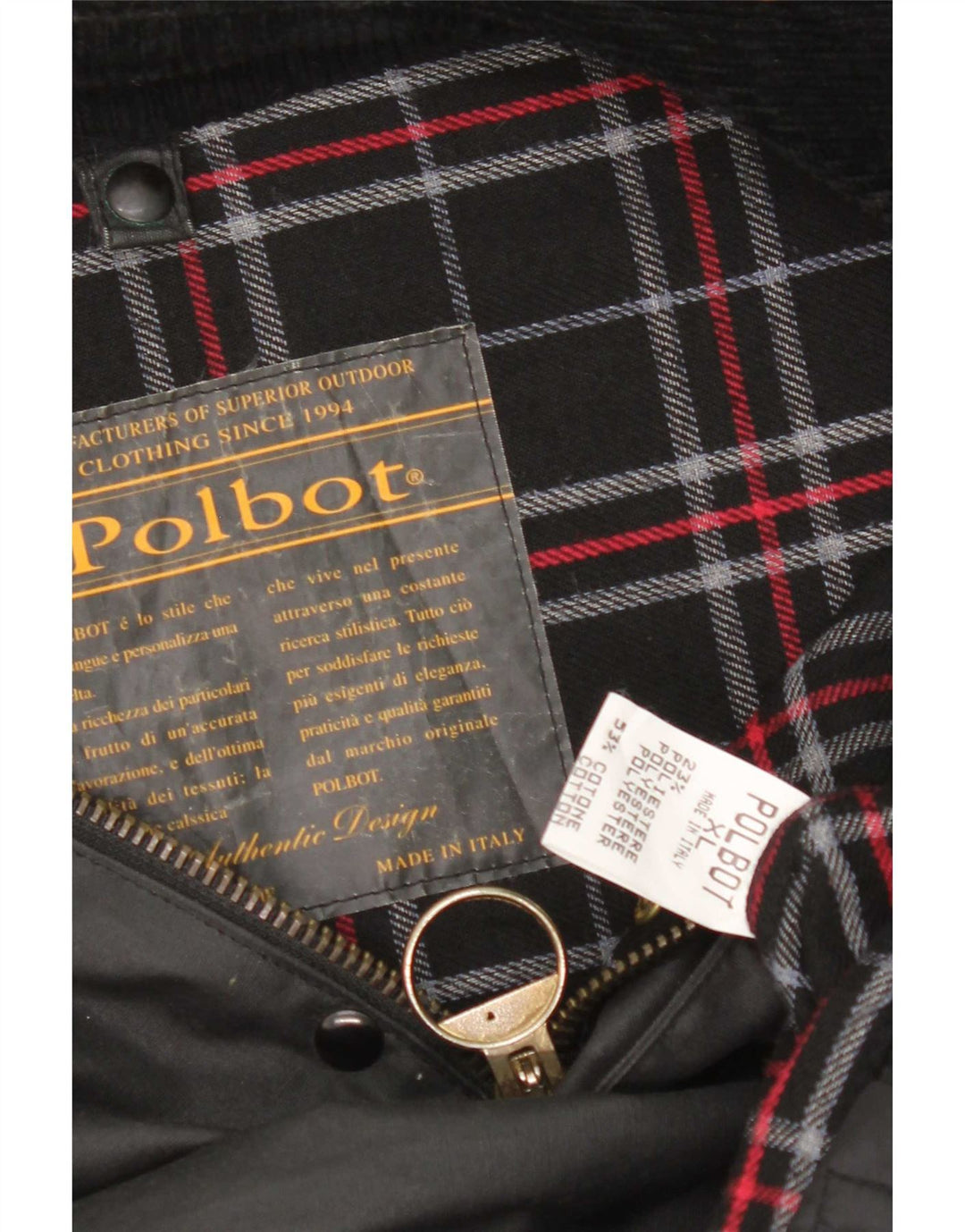 Jaqueta masculina de algodão encerado Polbot UK 42 XL preta
