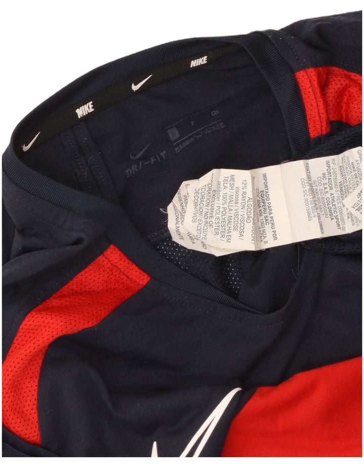 Camiseta Nike Masculina Dri Fit Top Pequeno Azul Marinho Colourblock Poliéster