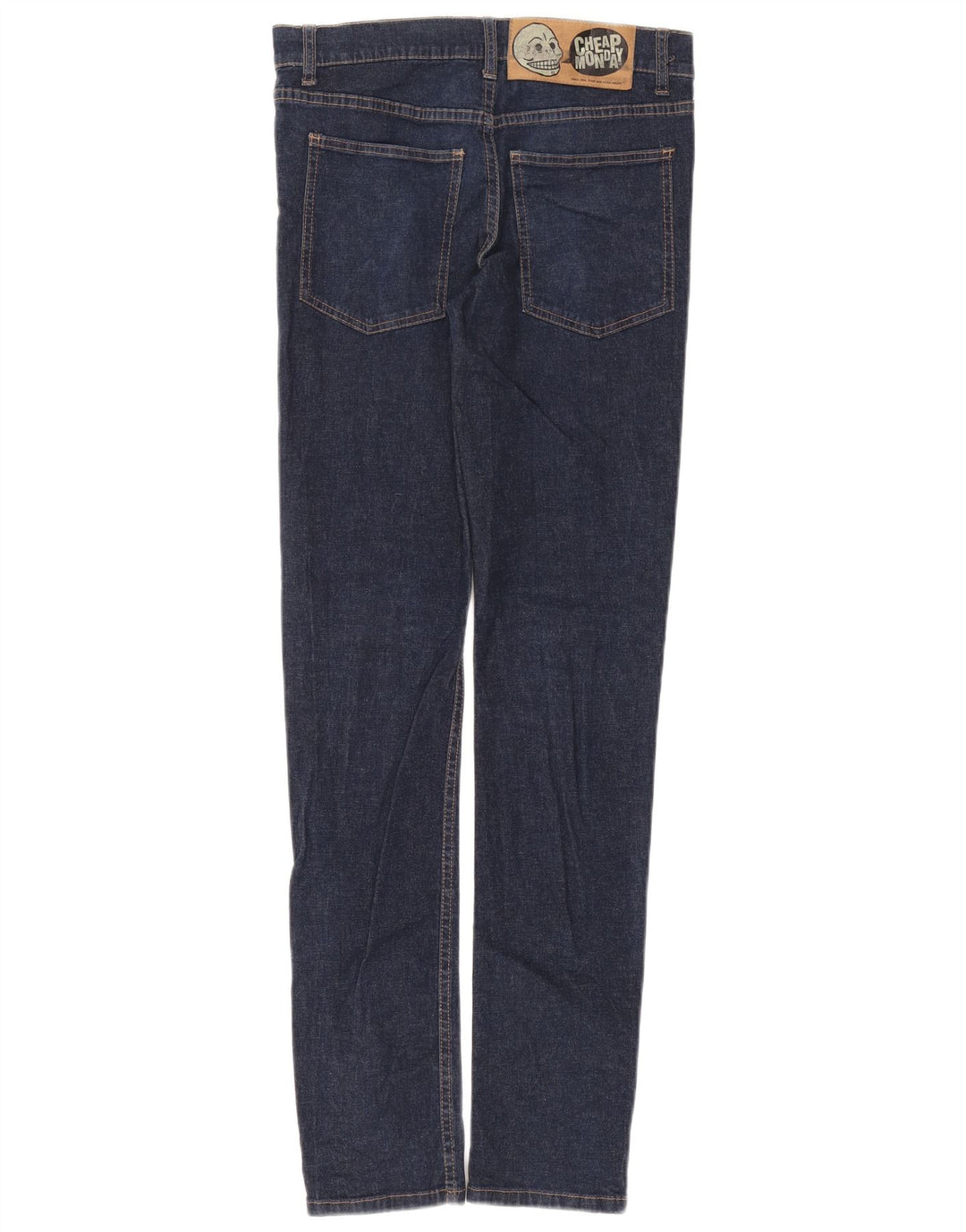 Jeans justos femininos baratos de segunda-feira W30 L34 algodão azul marinho