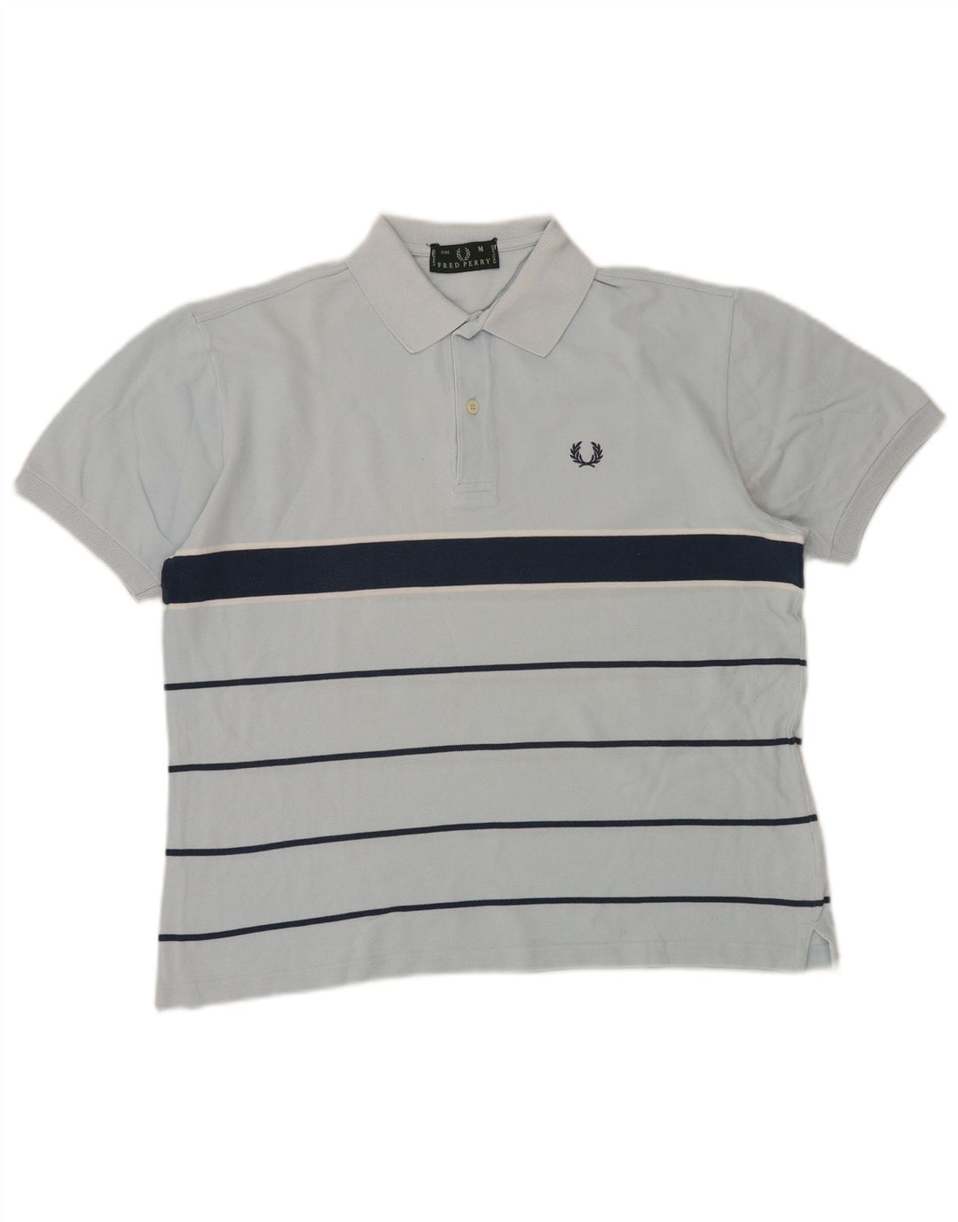 Camisa polo masculina Fred Perry de algodão listrado azul médio