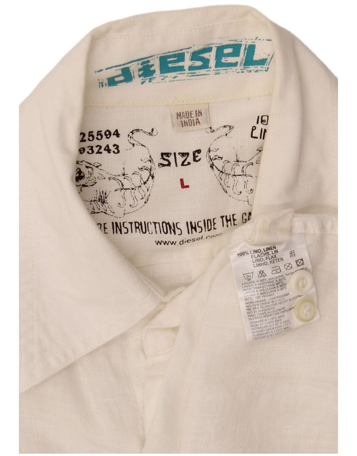 Camisa gráfica masculina Diesel grande linho branco