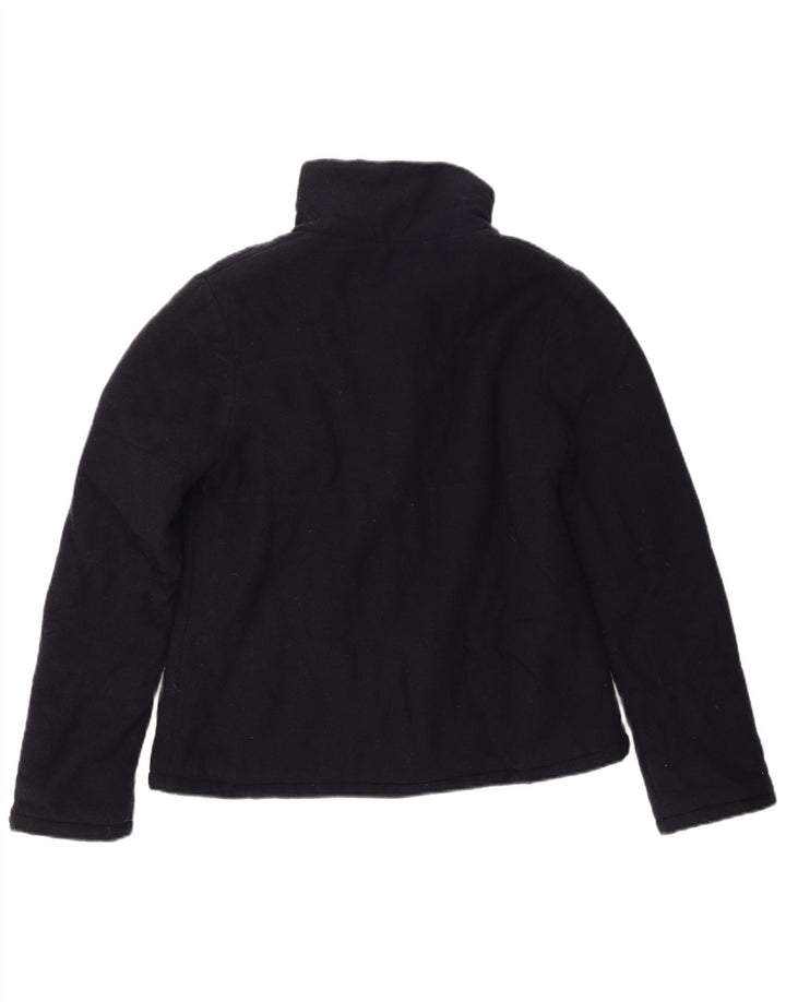 Jaqueta bomber feminina Laura Ashley Reino Unido 12 lã de cordeiro azul marinho médio