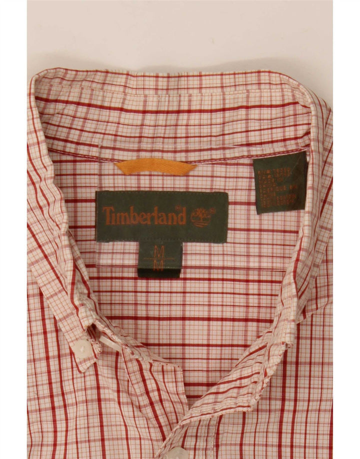 Camisa masculina Timberland médio xadrez vermelho algodão