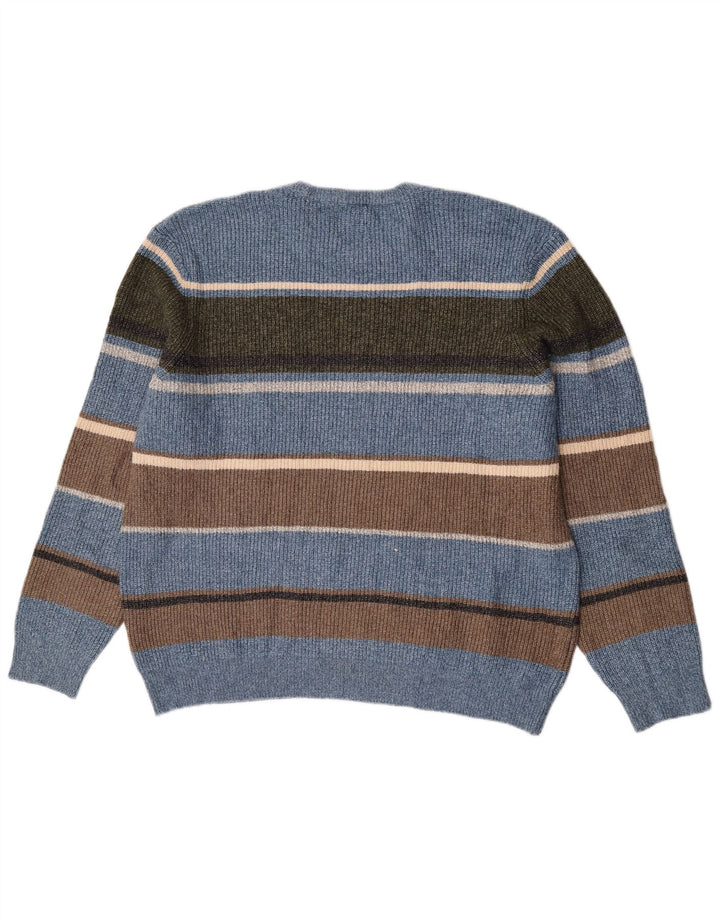 Suéter masculino Marks & Spencer com gola redonda 2XL poliamida listrada azul