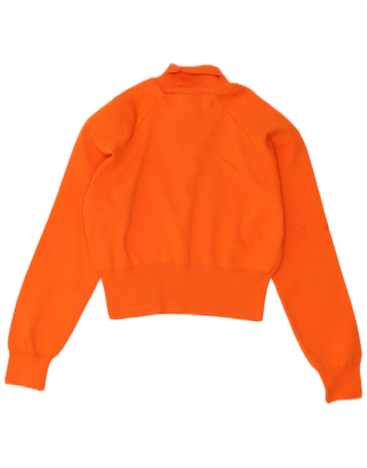 Zara Suéter feminino cropped com gola redonda Reino Unido 10 poliéster laranja pequeno