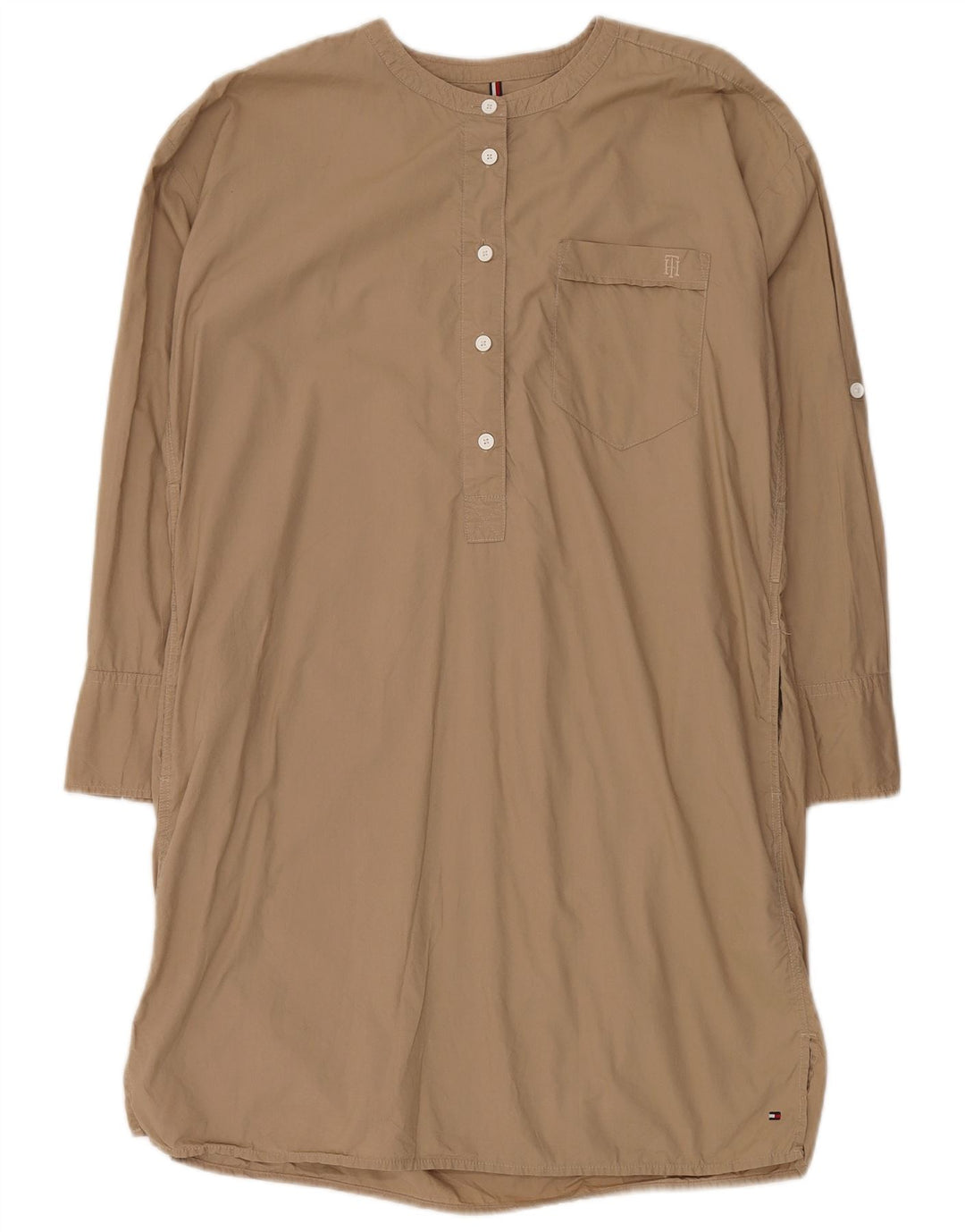 Tommy Hilfiger feminino oversized pulôver camisa vestido Reino Unido 6 XS algodão bege