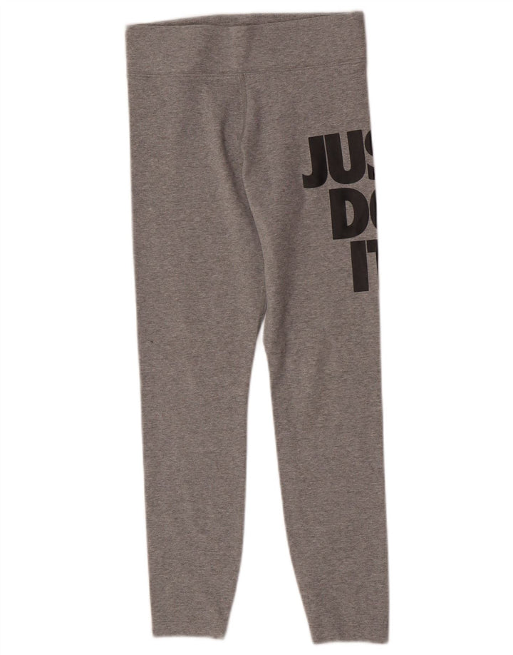 Leggings Nike Femininas Graphic UK 8 Pequenas Cinza Flecked Algodão