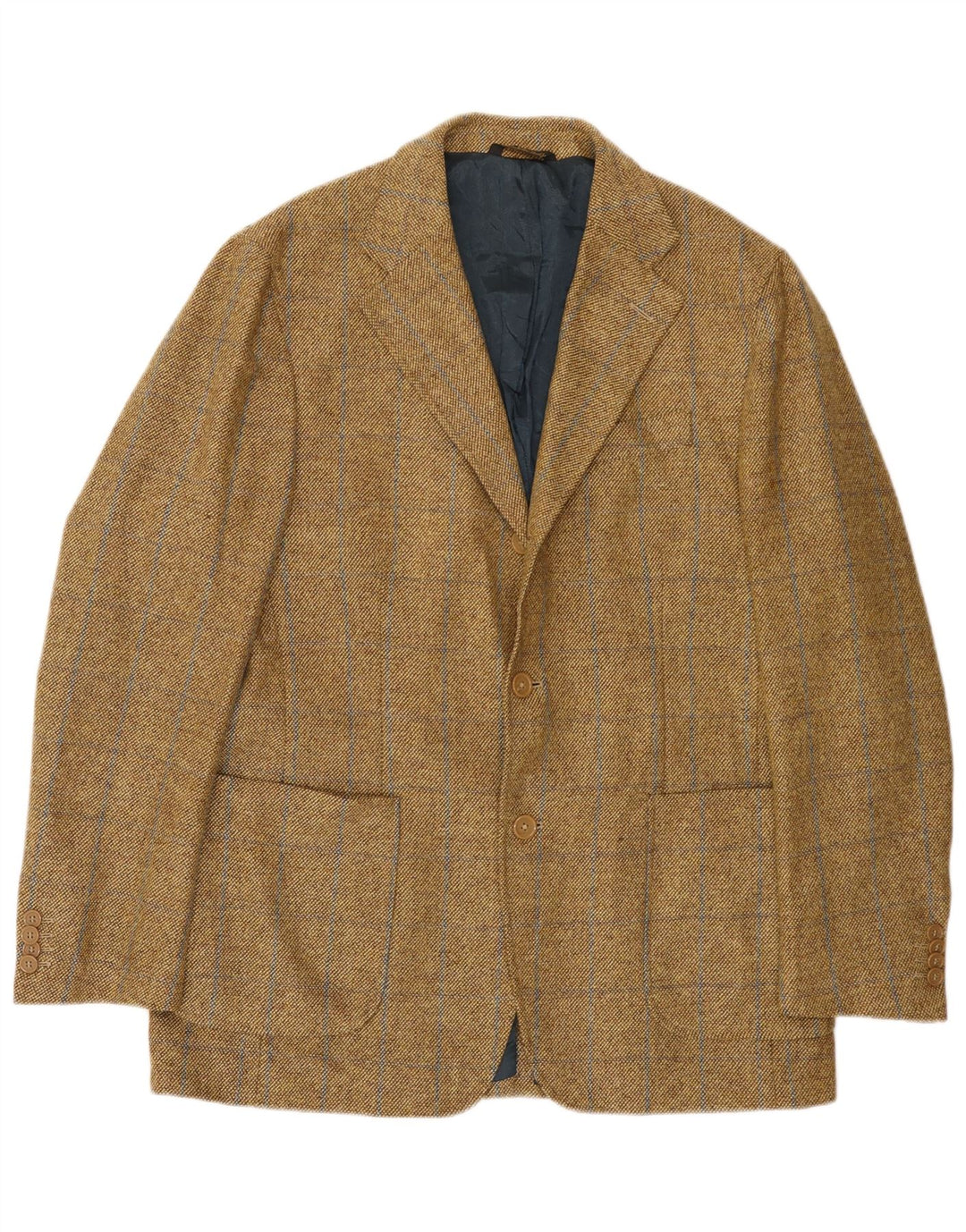 Jaqueta blazer masculina vintage com 3 botões IT 52 XL lã xadrez bege