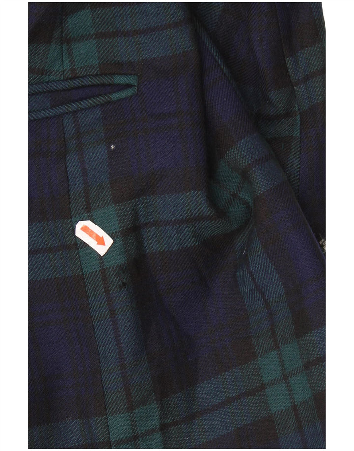 Jaqueta Blazer Masculina AQUASCUTUM com 3 Botões Reino Unido 40 Grande Azul Marinho Xadrez