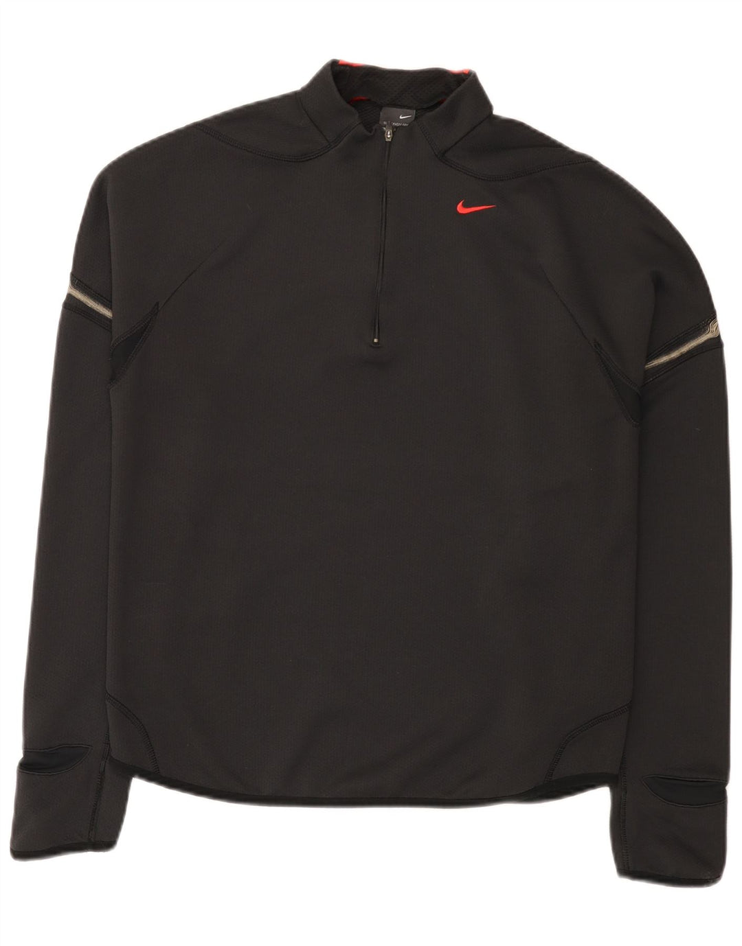 Nike Mens Zip Neck Top Manga Longa Reino Unido 42/44 Grande Poliéster Preto