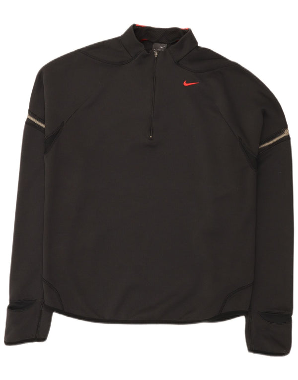 Nike Mens Zip Neck Top Manga Longa Reino Unido 42/44 Grande Poliéster Preto