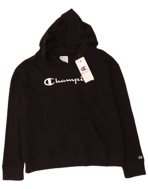 Jumper feminino com capuz gráfico Champion UK 18 XL algodão preto