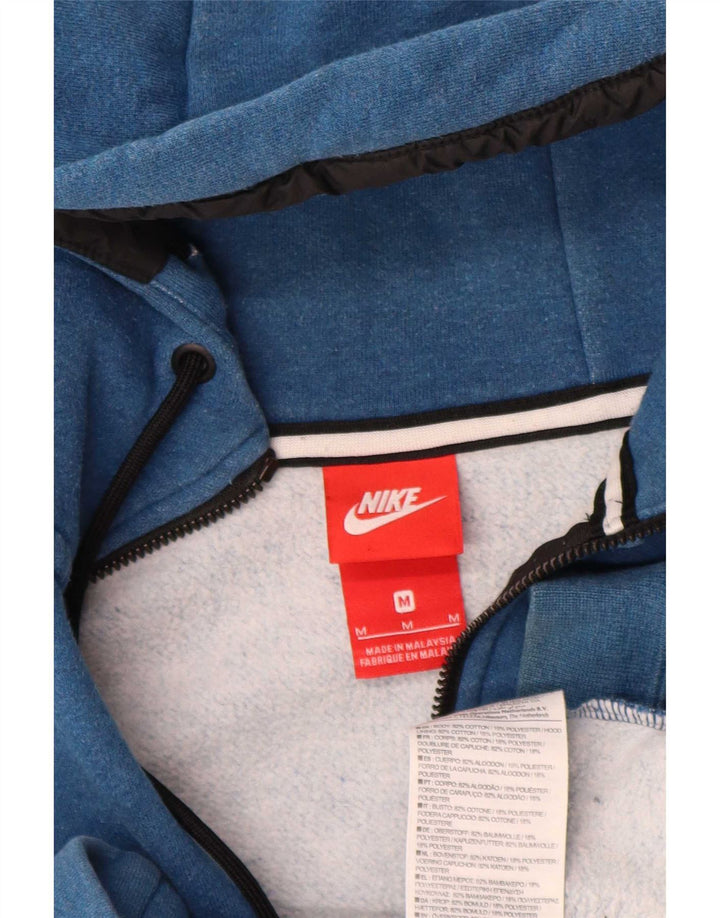 Suéter masculino Nike com capuz e zíper azul médio algodão colorblock