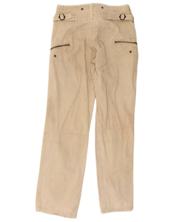 Calças cargo retas masculinas vintage IT 44 XS W30 L31 algodão bege